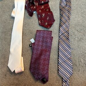 Lorenzo Men's Tie Collection - Ivory, Maroon, and Striped